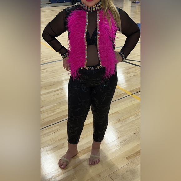 Women's Black and Pink Custom Jazz Costume